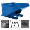 Výklopný kontejner - přepravník s dvojitým dnem, výpustným kohoutem a sítem, modrý, objem 1200 litrů