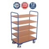 Vysoký policový vozík, Variofit, 5 polic (84 x 48 cm), do 250 kg, modrá/antracit (Barva antracit RAL7016)