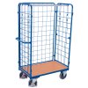 Vysoký policový vozík s madlem, mřížové bočnice, Variofit, 1 police (100 x 70 cm), do 500 kg, modrá/antracit (Barva antracit RAL7016)