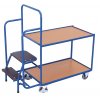 Policový vozík se schůdky, 2 police (98 x 59 cm), Variofit, do 250 kg, modrá/antracit (Barva antracit RAL7016)