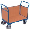 Plošinový vozík se dvěma madly a boční stěnou s plnou výplní, Variofit, ložná plocha 100 x 67 cm, do 500 kg, modrá/antracit (Barva antracit RAL7016)