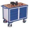 Dílenský vozík, 4 zásuvky a skříňka, Variofit, do 500 kg, š x h x v: 119 x 60 x 93 cm, modrá/antracit (Barva antracit RAL7016)