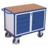 Dílenský vozík, 4 zásuvky a skříňka, Variofit, do 500 kg, š x h x v: 119 x 60 x 93 cm, modrá/antracit (Barva antracit RAL7016)
