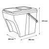 Plastová stohovatelná nádoba na tříděný odpad ECOSORTER 25 l technický nákres rozměrů