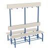 Šatní lavice s věšákovou stěnou, oboustranná, 150 cm, modrá, laminovaná dřevotříska