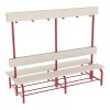 Šatní lavice s věšákovou stěnou, oboustranná, 200 cm, červená, laminovaná dřevotříska