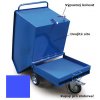 Výklopný vozík na špony, třísky 400 litrů, s kapsami pro stohovač, dvojitým dnem, sítem i kohoutem, modrý
