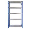 Kovový bezšroubový regál, základní, 200 x 100 x 60 cm, 130 kg/police, 5 polic, modrý