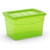 Plastový úložný box s víkem na klip, průhledný, zelená, 16 l