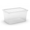 Plastový úložný box s víkem na klip Omni box, průhledný, transparentní, 50 l