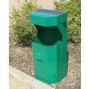 Venkovní odpadkový koš s integrovaným popelníkem, zelený – kovový koš pro parky a veřejné prostory