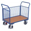 Plošinový vozík se dvěma madly a boční stěnou mřížovanou, Variofit, do 500 kg, 119 x 70 x 101,5 mm, modrá/antracit (Barva antracit RAL7016)
