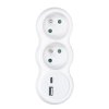 Solight rozbočka s USB A+C nabíječkou, 2 x 10A, bílá