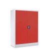 Plechová dílenská skříň montovaná, 1200 x 900 x 400 mm, 2 police, šedá-červená