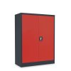 Plechová dílenská skříň montovaná, 1200 x 900 x 400 mm, 2 police, černá-červená