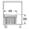 Vestavný odpadkový koš do kuchyňské skříňky technický nákres rozměrů 470 x 320 mm