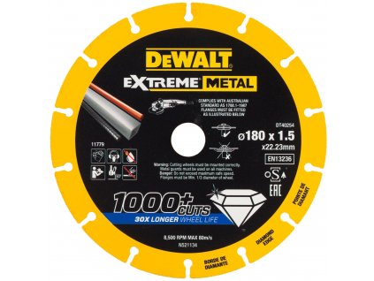 DeWALT DT40254 180x22.23mm diamantový kotouč na kov Extreme Metal