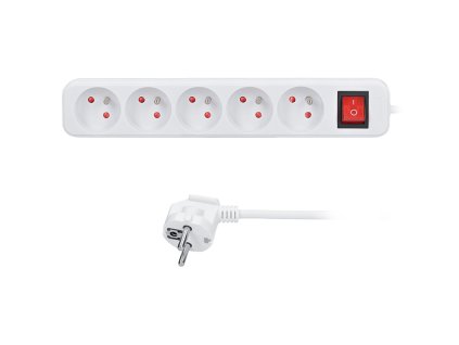 93538 solight pp51 prodluzovaci privod 5 zasuvek bily vypinac 2m