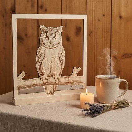 Obraz sova ze dřeva – stylový doplněk interiéru