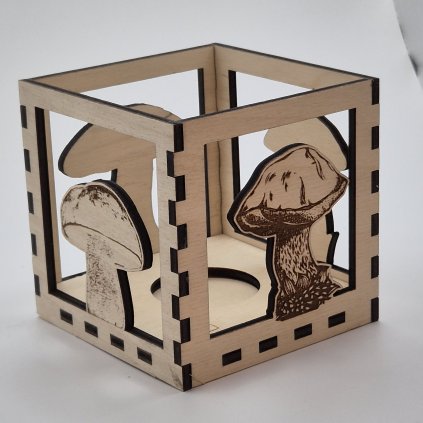 dřevěný svícen houby