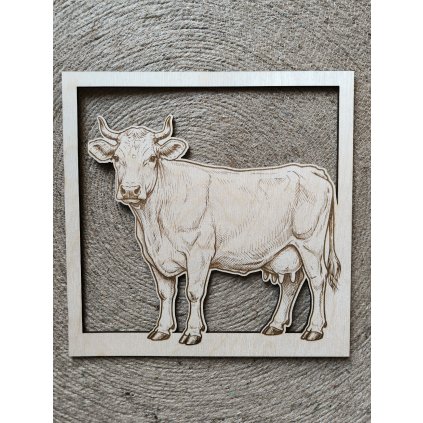 Dřevěný obraz - Kráva