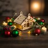 Dřevěná dekorace Veselé Vánoce – stavebnice domečku k sestavení