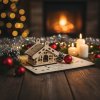 Originální vánoční dekorace – dřevěná chaloupka s textem Veselé Vánoce
