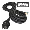 Přívodní kabel gumový 3x 1,5mm2, 3m, 16A,  černá