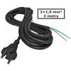 Přívodní kabel gumový 2x 1,0mm2, 3m, 10A, černá