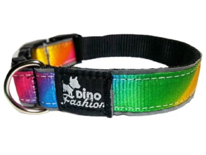 Reflexní obojek Dinofashion Duha (2,5cm)
