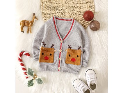Vánoční svetr na knoflíky sobík