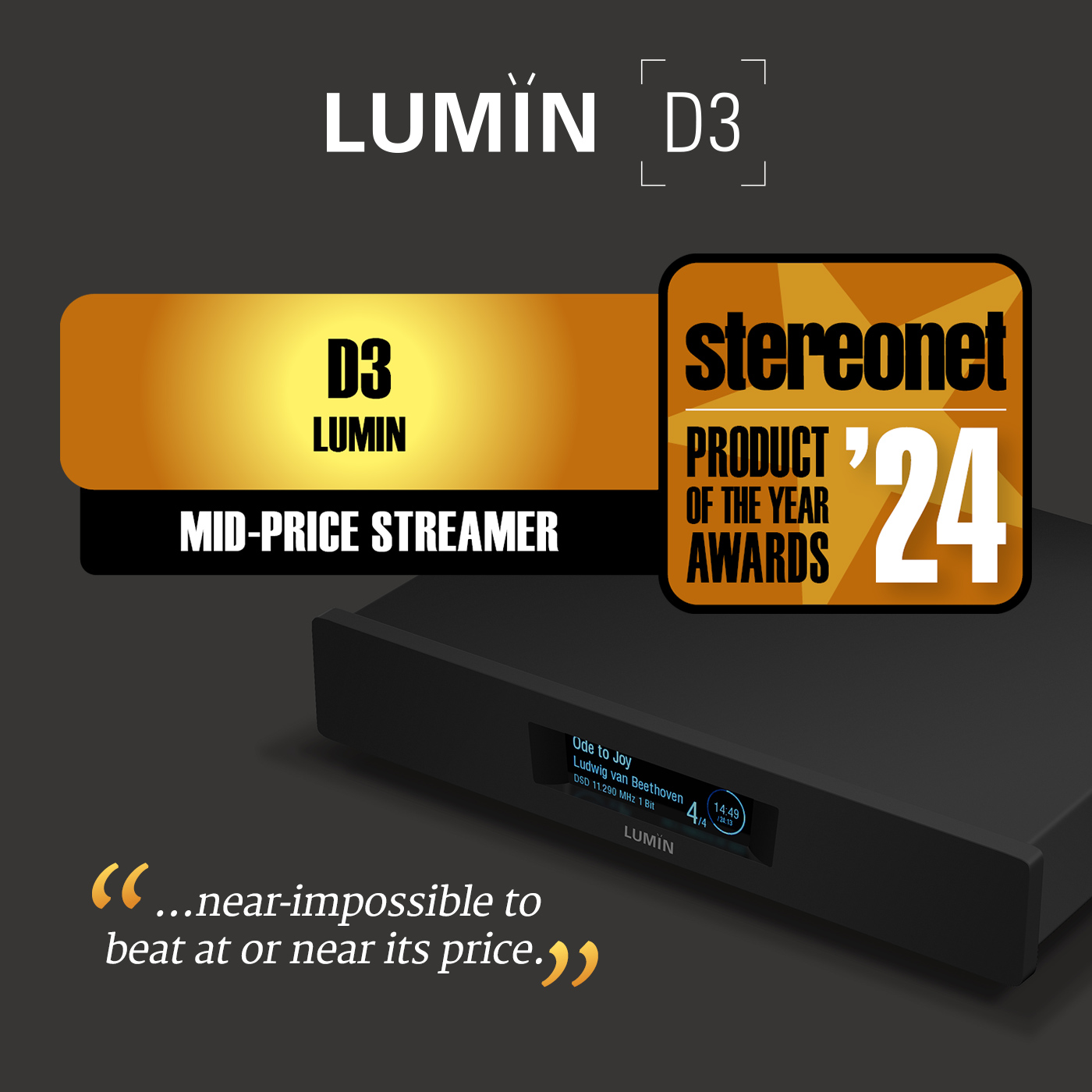 Lumin D3 se stal produktem roku časopisu Stereonet