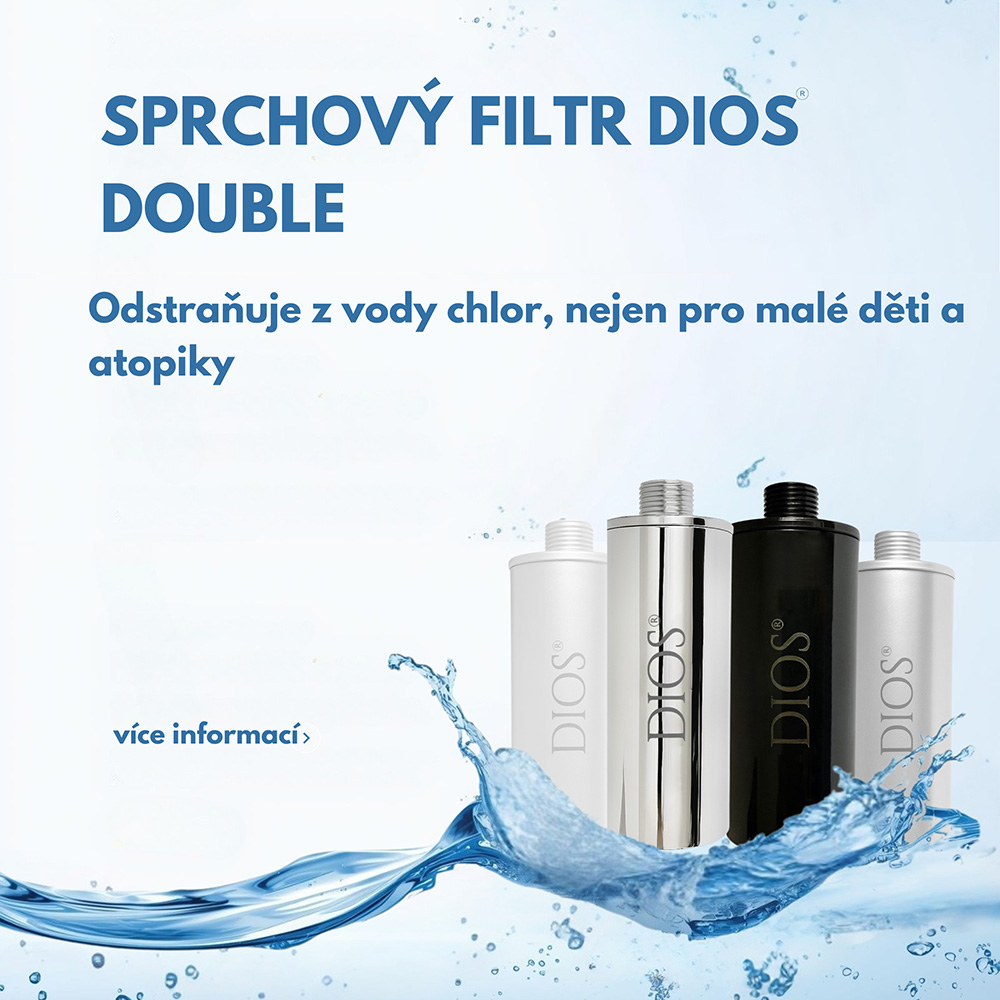 Sprchový filtr DIOS® Double. Odstraňuje z vody chlor, nejen pro malé děti a atopiky.