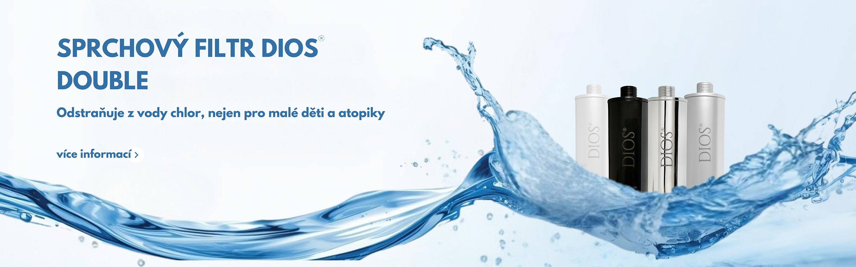 Sprchový filtr DIOS® Double. Odstraňuje z vody chlor, nejen pro malé děti a atopiky.