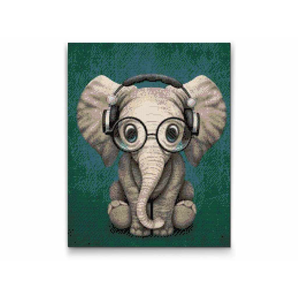 Pittura diamanti - Elefante con occhiali