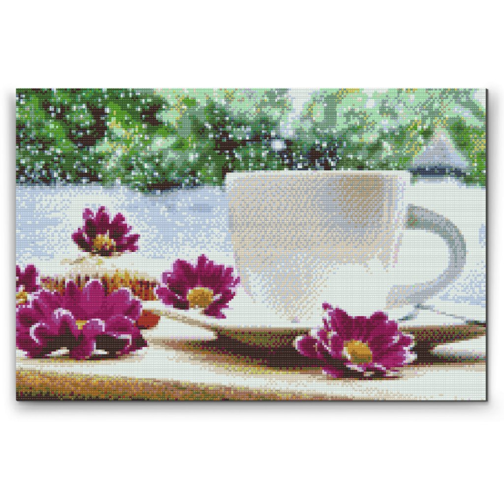 Pittura diamanti - Pomeriggio invernale con una tazza di tè