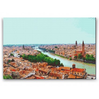 Pittura diamanti - Vista della città - Verona