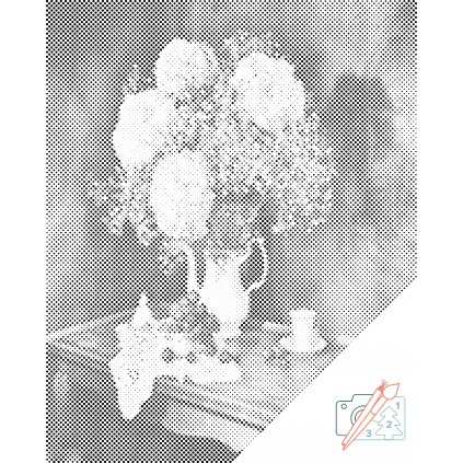 Puntinismo - Bouquet di ortensie