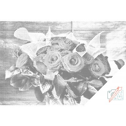 Puntinismo - Bouquet di rose rosse