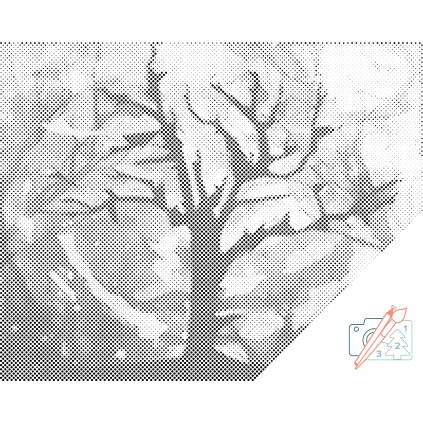 Puntinismo - Albero con uno sfondo incantevole