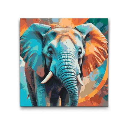 M2_Dipingere_con_i_numeri_-_Elefante_nelle_tonalità_del_turchese_e_dell'arancione