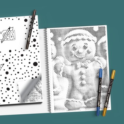 Quaderno per puntinismo – Natale (Variante 3 colori (nero, blu, oro))