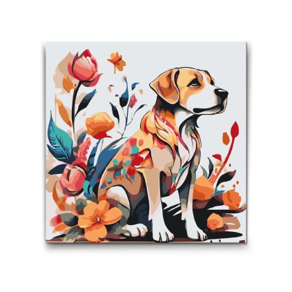 M2_Dipingere_con_i_numeri_-_Cane_con_fiori_sul_mantello