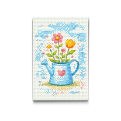 Pittura_diamante_Bouquet_primaverile_in_un_annaffiatoio_M2