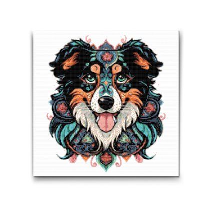 Pittura_diamante_Mandala_cane_pastore_australiano_M2