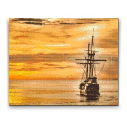 Pittura diamanti - Barca a vela al tramonto