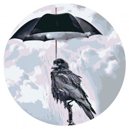 Dipingere con i numeri – Corvo sotto un ombrello