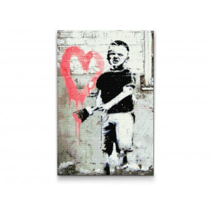 Pittura diamanti - Banksy - Bambino che dipinge un cuore