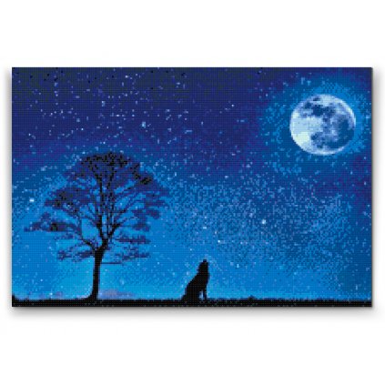 Pittura diamanti - Cane ululante alla luna piena
