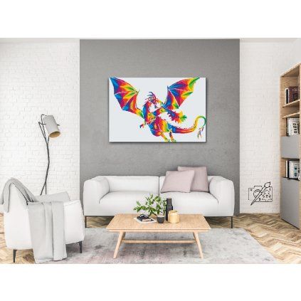 Dipingi con i Numeri per Adulti,Drago Animali DIY Painting by Numbers Kits,Kit di Pittura a Olio su Tela per Bambini Principianti con Pennelli e Acrilica Regalo per Decor Casa - con cornice,50x65cm